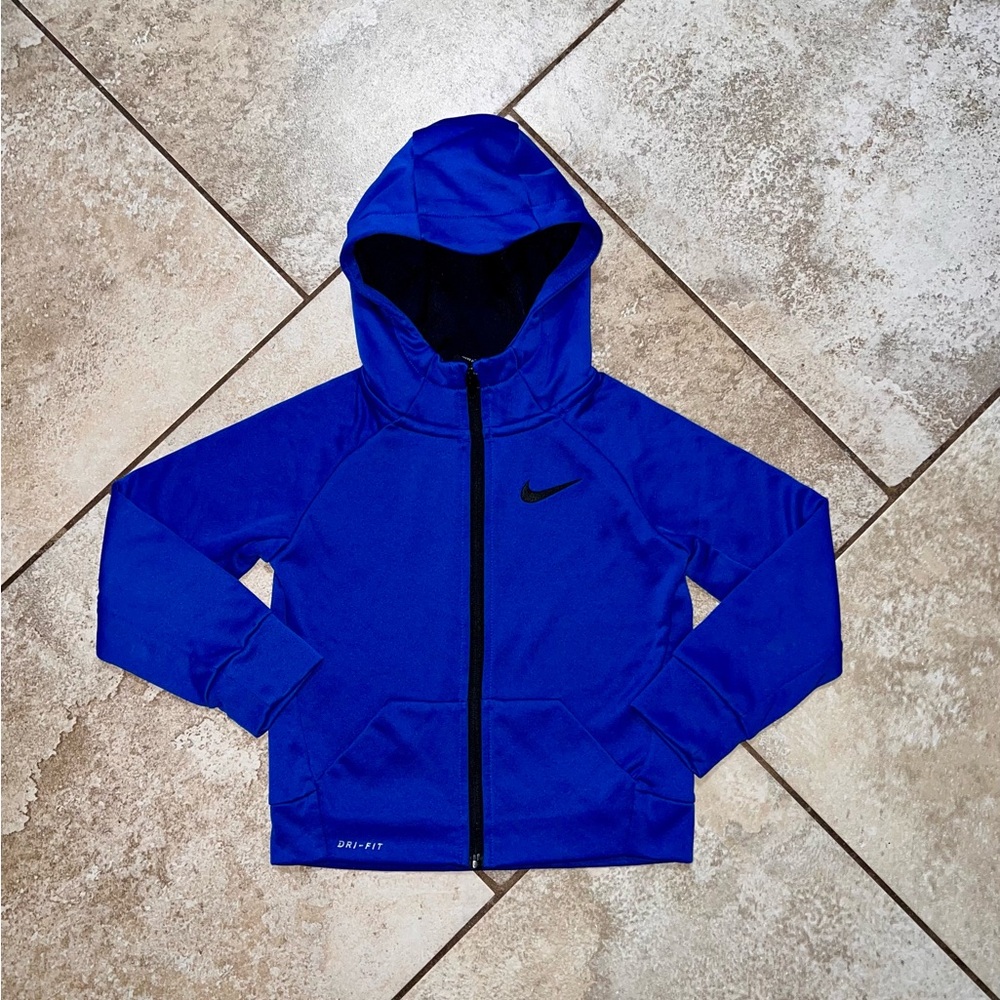 Boys Nike Dri-Fit Full Zip Hooded Jacket Blue 4T